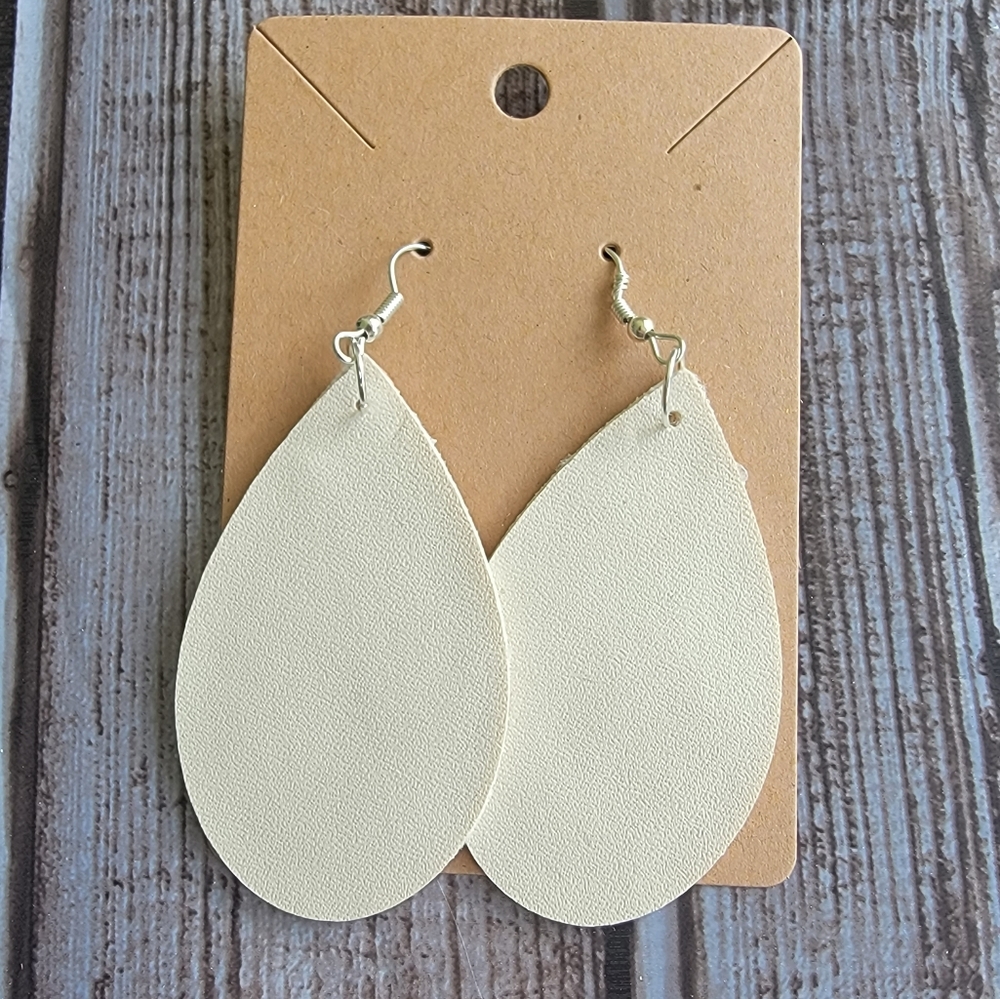 Cream Faux Leather Earrings